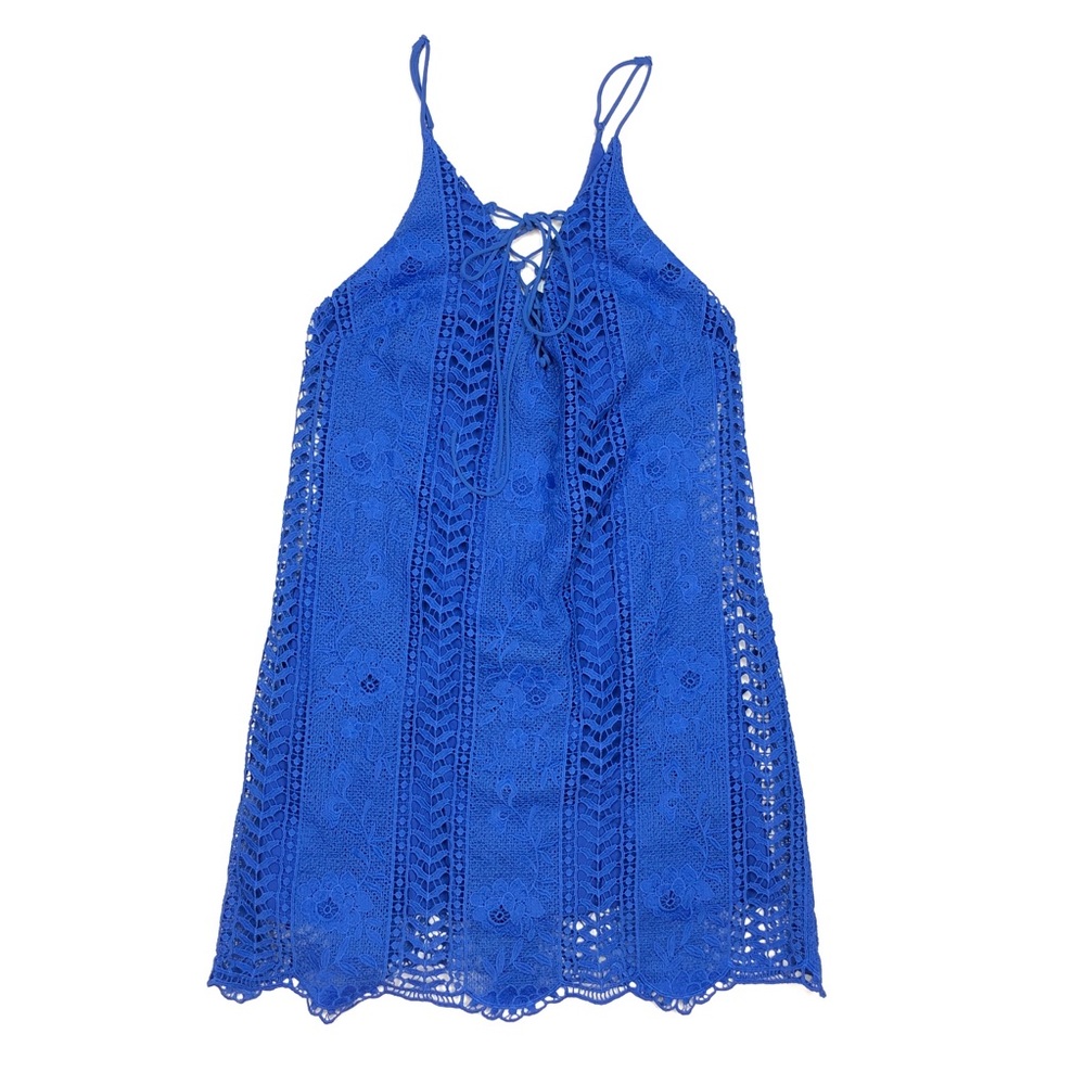 ASTR Blue Crochet Tie Front Dress